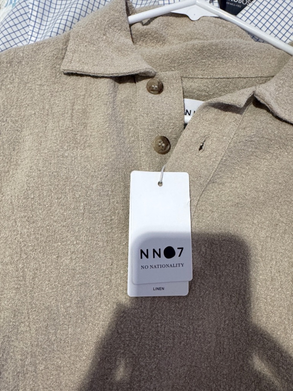NN07 Men's Casual Linen Button-Down Shirt — Beige